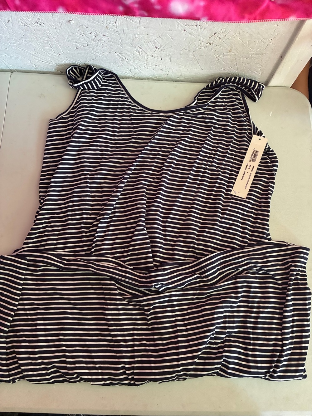 Nautica Black & White Striped Kids One-Piece Romper